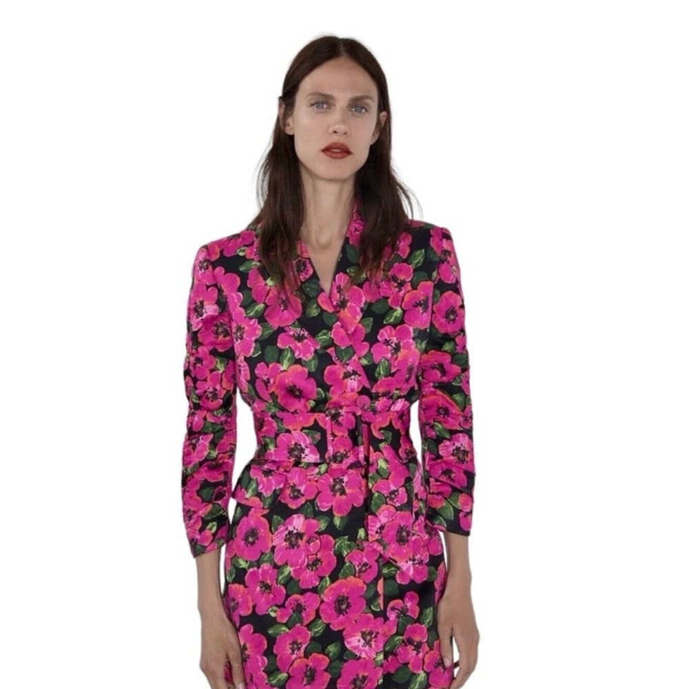 Zara floral pink blazer jacket Small